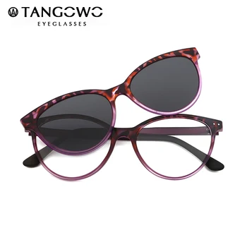TANGOWO Vintage Cateye okulary dla kobiet krótkowzroczność okulary klip na marka projektant optyczna ramka przepisane im punkty wielofunkcyjny
