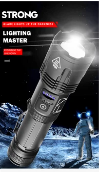 Pocketman 30000LM XHP99 LED latarka 5 tryb Latarka wodoodporna Lanterna korzystać z 18650 26650 z uchwytem na długopis ogon liny