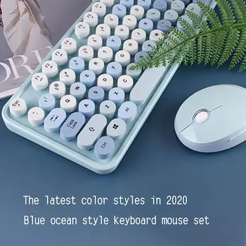 2.4 G Bezprzewodowa Bluetooth klawiatura numeryczna mysz zestaw steampunk mysz bezprzewodowa 1600DPI pozycja retro kolorowe 84шт klawisze klawiatury