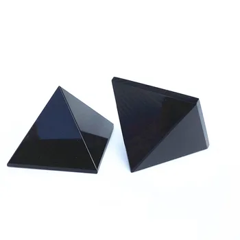 2szt naturalny czarny obsydian Kryształowa piramida połysk chakra Healing piramida