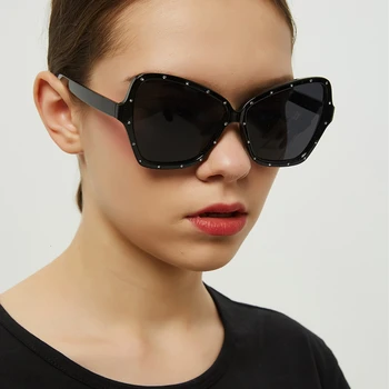 QPeClou Luksusowe Okulary Motyle Kobiety Retro Oversize Diamentowe Okulary Damskie Okulary Vintage Oculos De Sol Feminino