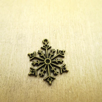 25pcs-- 28*22mm snow flake Charms zawieszki do tworzenia biżuterii DIY naszyjnik/ bransoletka charms antyczny brązowy odcień