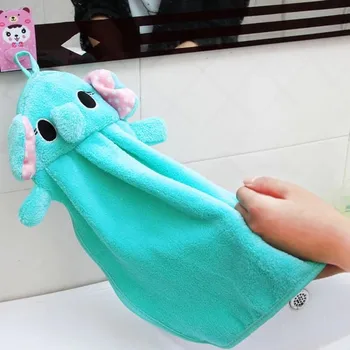 Koreański kreskówka coral aksamitna ręcznik kuchenny wiszące tkaniny do ręki chusteczkę do wytarcia rąk, ściereczki chłonne ręczniki darmowa wysyłka