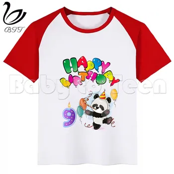 Dzieci Urodziny Panda T-Shirt Z Okazji Urodzin Pokój Druku Kreskówki Dla Dzieci T-Shirt Zabawna Dziewczyna Top Z Krótkim Rękawem, Chłopcy Urodziny Koszulka