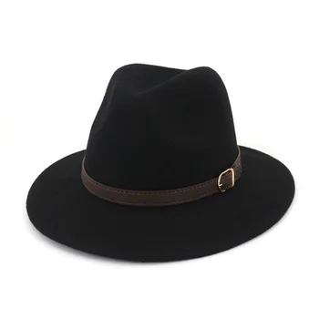 ZLD zima Nowy styl wełna przewoźnik mężczyźni kobiety moda szerokim rondem фетровая kapelusz pan casual popularne panie kapelusz partia cap