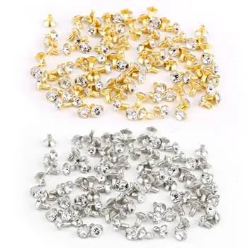 LHLL 100szt srebrny + 100 szt. złota nit z kryształkami Diamentu 7 mm
