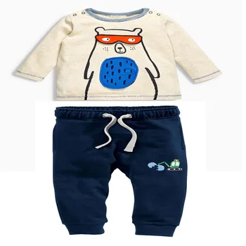 Dzieci jesień wiosna bawełna chłopiec zestaw ubrań nowa aplikacja rakieta moda bluzki z długim rękawem +pełne spodnie, odzież dziecięca Stroje