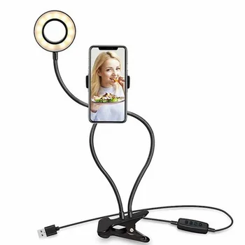 USB Ring Light Studio Selfie LED do Youtube uchwyt telefonu komórkowego stoisko Live Makeup Camera lampa do iPhone Android LED Ring Light