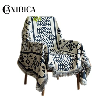 CANIRICA Throw Blanket Geometry Throw Blanket Slipcover Cobertor Plane For Travel Bed Supplies National Style Home Decoration