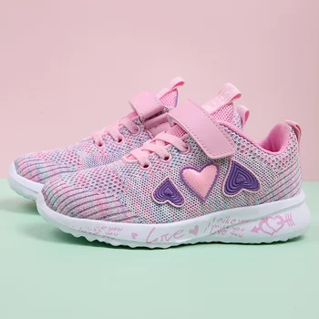 Girl Children Sport Shoes 2020 Spring New Trendy Children Oddychającym Walking Shoes Kids Shoes for Girl Cute Pink Sneakers 1920-1