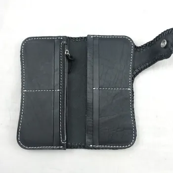 Unisex wysokiej klasy z naturalnej skóry wołowej skóry, ręcznie rzeźbione długi portfel męski posiadacze kart grawerowanie projektant męskiej Smok kopertówka portfel