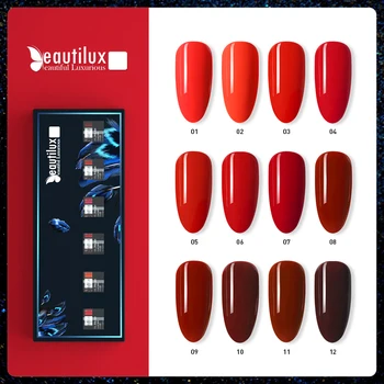 Beautilux Red Color Gel Polish Kit Soak Off UV LED Burgundy Wine Red Cherry Color Nail Gel Polish Set Nails Gels Emalia 10 ml