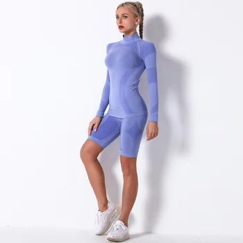 CXUEY bezszwowe fitness garnitur 2020 aktywne odzież dla kobiet szorty z długim rękawem sportowy zestaw do projektowania ubrań dla kobiet na drutach joga siłownia zestaw dla kobiet