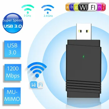 Nowy gorący 1200 Mbit / s USB 3.0 bezprzewodowy adapter WiFi dongle dual-band Bluetooth 5.0 wbudowana podwójna antena