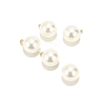 20szt stal nierdzewna fałszywe złoto perłowe zawieszenia 10 mm plastikowe perła zawieszenia do DIY naszyjnik biżuteria zadatki na akcesoria