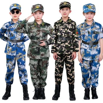Dzieci Moro Wojskowa Forma Taktyczna Przygotowanie Obóz Letni Chłopcy Garnitury Oddział Żołnierzy Armii Garnitur