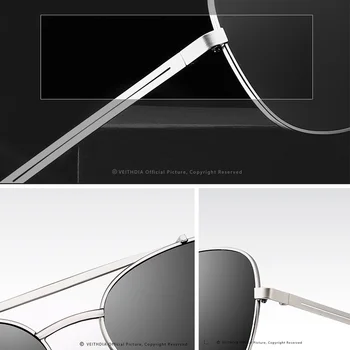 Marka VEITHDIA męskie vintage okulary okulary ze stali nierdzewnej kwadratowe spolaryzowane soczewki, UV400 męskie okulary akcesoria dla mężczyzn