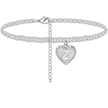 List A-Z Bransolety Dla Kobiet Serce Inicjały Nożne Bransoletki Kobiece Plaża Kostki Moda Biżuteria Akcesoria 2020 Biżuteria