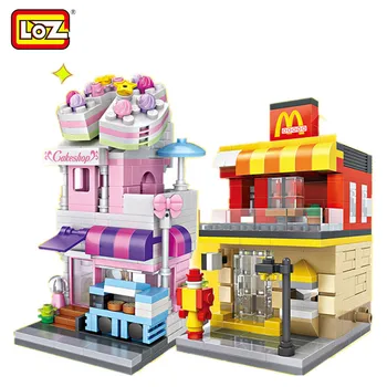 LOZ Mini Street City Shop Architecture Kid DIY Educational Bricks Loz Building Blocks Children Birthday Gift Girls Toys for Kids