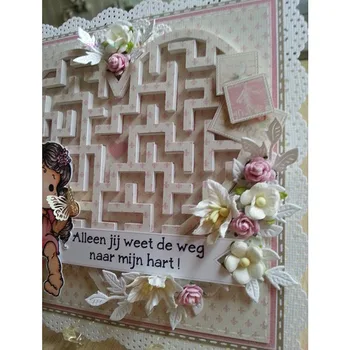 Love heart Puzzle Maze Shaker card Metal Cutting Die szablonów do DIY albumu dekoracyjne tłoczenie map papierowych