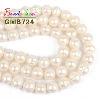 9-10 mm naturalne słodkowodne perły okrągłe luźne koraliki do wyrobu biżuterii sprzedaż Hurtowa perły koraliki Diy naszyjnik bransoletka biżuteria 15