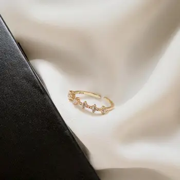 LouLeur 925 srebro Cyrkon pierścień elegancki, oszczędny regulowany cienki pierścień kobiet strony moda wykwintne biżuteria kobiece prezenty