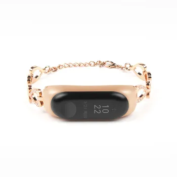 Bransoleta ze stali nierdzewnej Diamond Smart Watch Band pasek do Xiaomi Mi Band 4 Metal Wristband Fashion gift Smart Accessories
