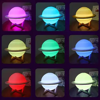 2021 nowa drukowanie 3D Saturn lampa Moonlight lampa pilot zdalnego sterowania 16 zmiana koloru magiczną kulę Galaktyka USB LED Night Light Home Decor
