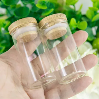 25 ml szklane butelki z bambusa małe przezroczyste przezroczyste mini puste szklane butelki banki przesyłka ślubnych świątecznych butelek