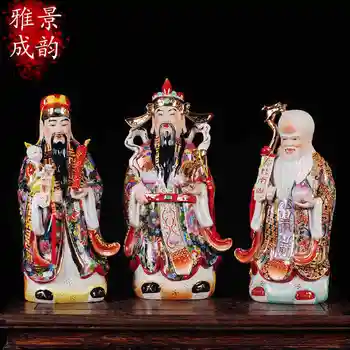 Trzy boga powodzenia dobrobytu długowieczności Budda ceramiczna figura pomnik dla kolekcji