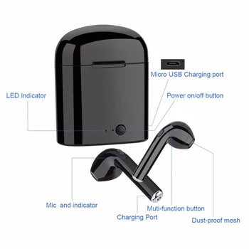 Bezprzewodowy zestaw słuchawkowy Bluetooth słuchawki i7S Tws słuchawki Bliźnięta słuchawki z ładowania skrzynią słuchawki dla iPhone iphone Samsung Smart