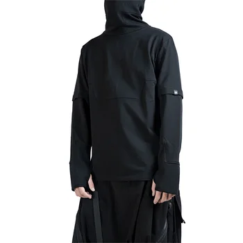 WHYWORKS męskie Techwear czarny golf Thumbhole bluza z długim rękawem cieplnej sweter hip-hop Streewear punk moda