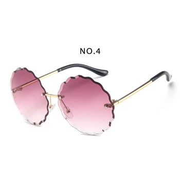 2019 luksusowe okrągłe okulary Kobiety marka projektant bez oprawki okulary dla kobiet odcień moda Rosie punkty metal