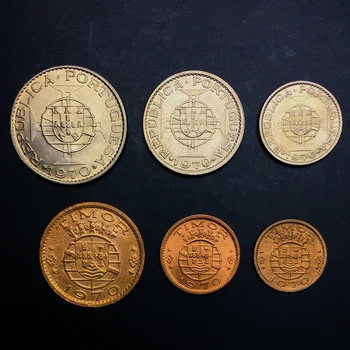 Portugalski Timor Wschodni 1970 Zestaw 6 Nowych Oryginalnych Oryginalnych Monet Real Collect Wydanie Monet Unc Aisa