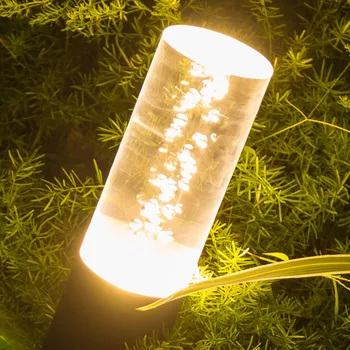 BEIAIDI 7W odkryty led ogród, ganek słup trawnik lampa wodoodporna akrylowy bańka krajobraz Uciąg światło Villa Park sposób światło