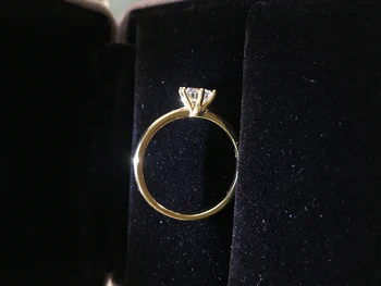 ЯНЬХУЭЙ klasyczny sześć Szpon kolor złoty pierścień 6 mm cyrkonia obrączki ślubne dla panny młodej prezent Świąteczny dla kobiet biżuteria pierścionek zaręczynowy