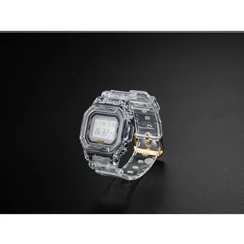 Zestaw przód + pasek silikonowy do zegarka DW5600 DW5610 wymiana sportów wodoodpornych zegarków przezroczysty pasek do zegarka gumowy pasek