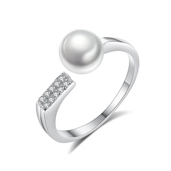 S925 7-7,5 mm słodkowodne perły proste kobiece otwarte pierścień