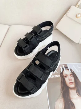 ZJVI damskie letnie czarne sandały na platformie moda damska mieszkania trampki białe kliny buty na obcasie buty dla dziewczyn Sandalias Mujer 2020