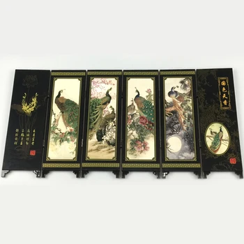 2020 nowa chińska lakierniczy naczynia stara ręcznie malowane Zbieranie Paw ekran działowa składany ekran biżuteria prezent