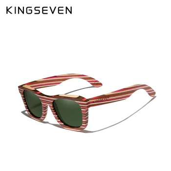 KINGSEVEN 2020 ręcznie robione okulary polaryzacyjne Kobiety mężczyźni warstw deskorolka drewniana ramka kwadratowy styl okulary damskie przeciwsłoneczne