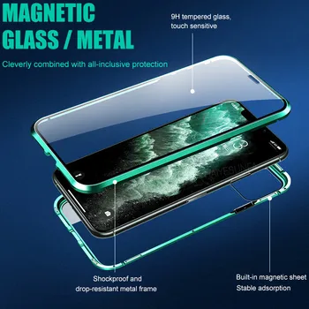 JIANSU metalowe magnetyczne etui na telefon 360 na i phone 11 pro max XR XSMAX 7 8 PLUS dwustronna hartowana szklana pokrywa iphone 11 pokrowiec