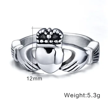 NEWBUY Vintage claddagh retro style steel ring heart crown pierścionki zaręczynowe dla kobiet, przyjaźń, miłość, marka biżuterii