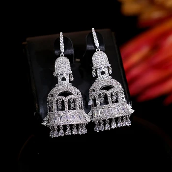 Eleganckie i inteligentne kolczyki birdcage AAA cubic zircon crystal bridal drop earrings, women wedding jewelry jewelry 00756
