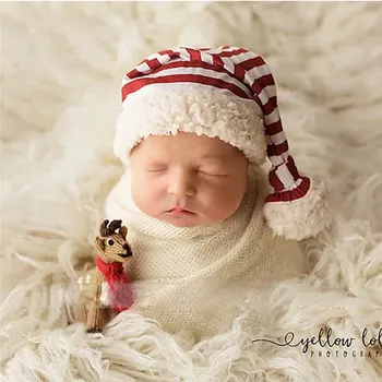 Fotografia noworodka rekwizyty dla dzieci krótkie spodnie boże Narodzenie kapelusz biały i czerwony pasek tkaniny studio fotograficzne strzela akcesoria