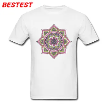 Męskie t-shirty Mandala koszulka nowa dostawa bawełna odzież geometryczna kwiat lotosu druku top Slim Fit cis facet prezent biały