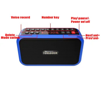 Przenośny Bluetooth 5.0 głośnik radio FM TF, USB, odtwarzacz MP3, dyktafon, głośnomówiący super bass słuchawki 3,5 mm