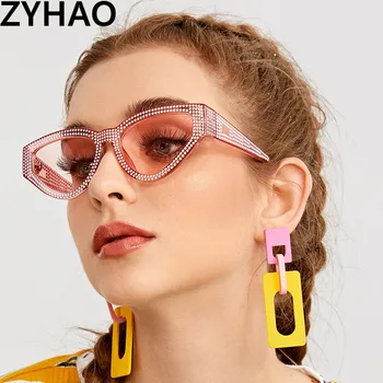 2020 Luksusowe Okulary Cat Eye Damskie Markowe Plastikowe Diamentowe Okulary Męskie Trójkątne Okulary Gafas Hombre