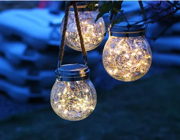 20 LED Outdoor Solar Jar Lamp Light String wishing Glass Bottle Light Garden lighting for Wedding Party Christmas, New Year