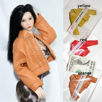 1/12 skala kobiet faux skórzana kurtka garnitur model zabawki nadają się 6 cali figurka działania ciało lalka akcesoria
